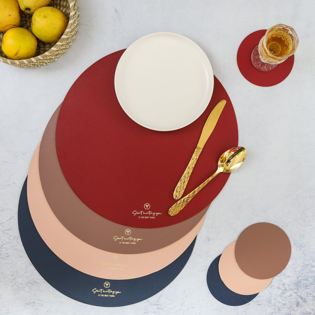 Round Placemat Maroon Set of 2 Nestasia