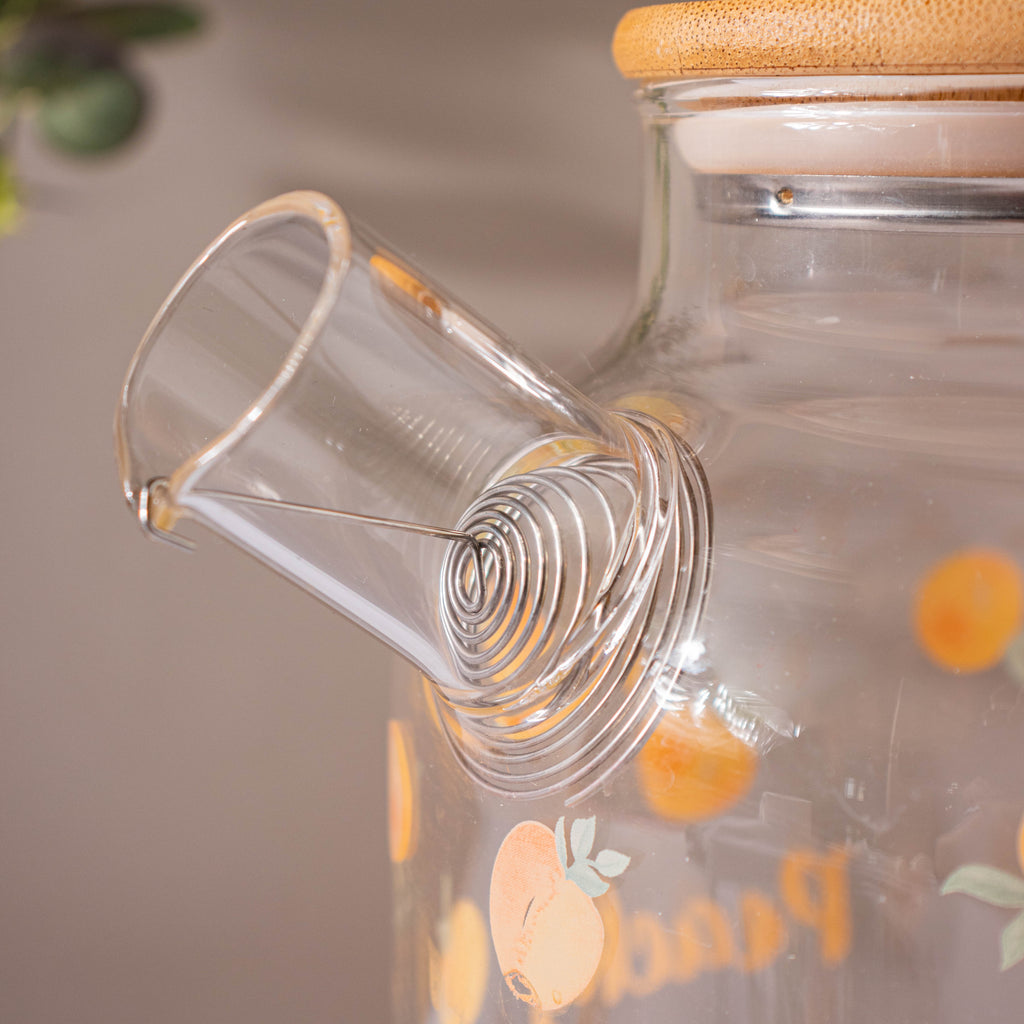 Peach Glass Teapot Large Orange Nestasia