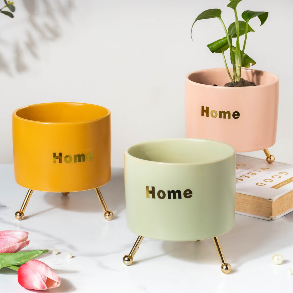 Home Ceramic Planter With Stand Green Nestasia
