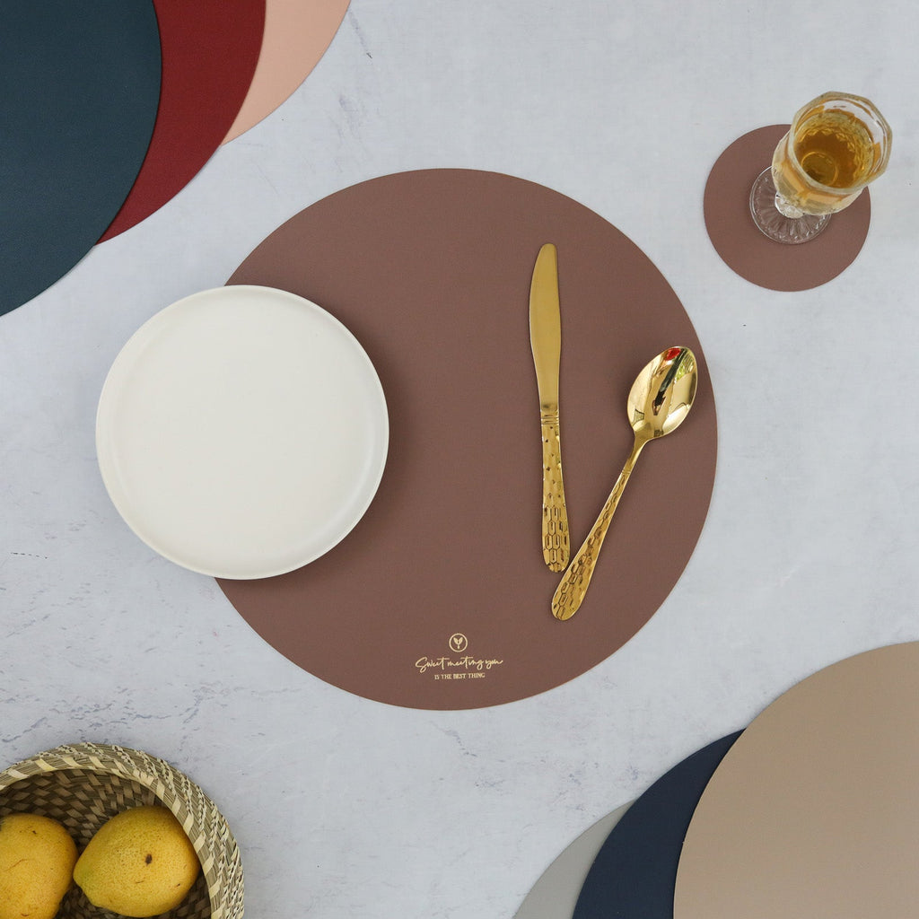 Round Placemat Brown Set of 2 Nestasia