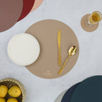 Round Placemat Beige Set of 2 Nestasia