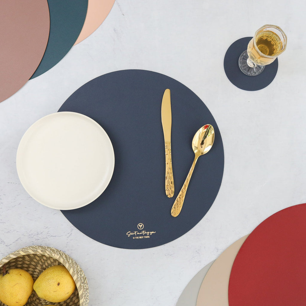 Round Placemat Dark Blue Set of 2 Nestasia