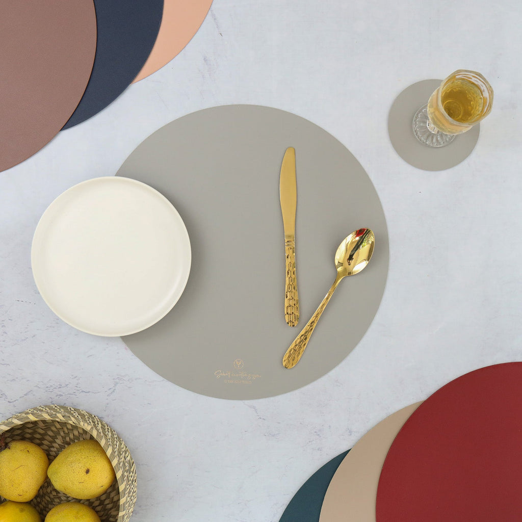 Round Placemat Grey Set of 2 Nestasia