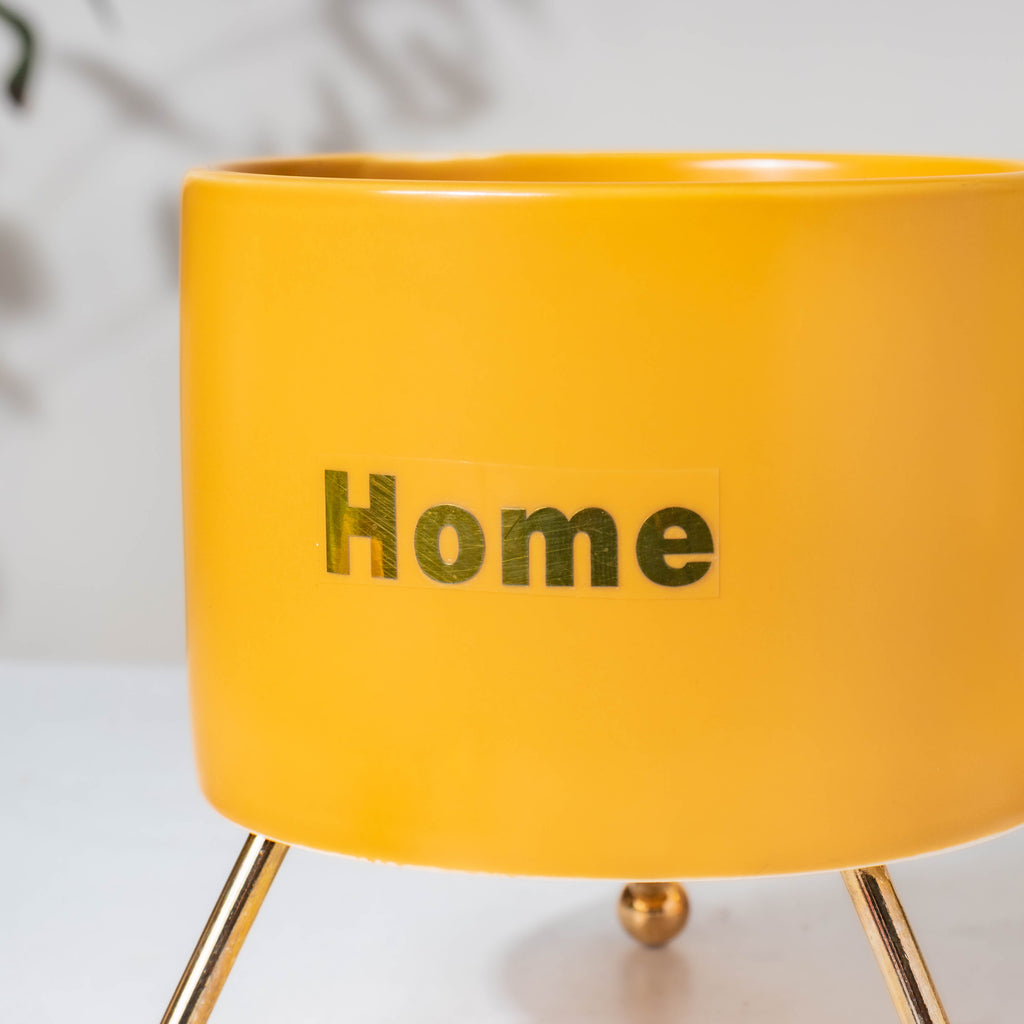 Home Ceramic Planter With Stand Yellow Nestasia
