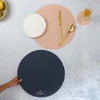 Round Placemat Dark Blue Set of 2 Nestasia