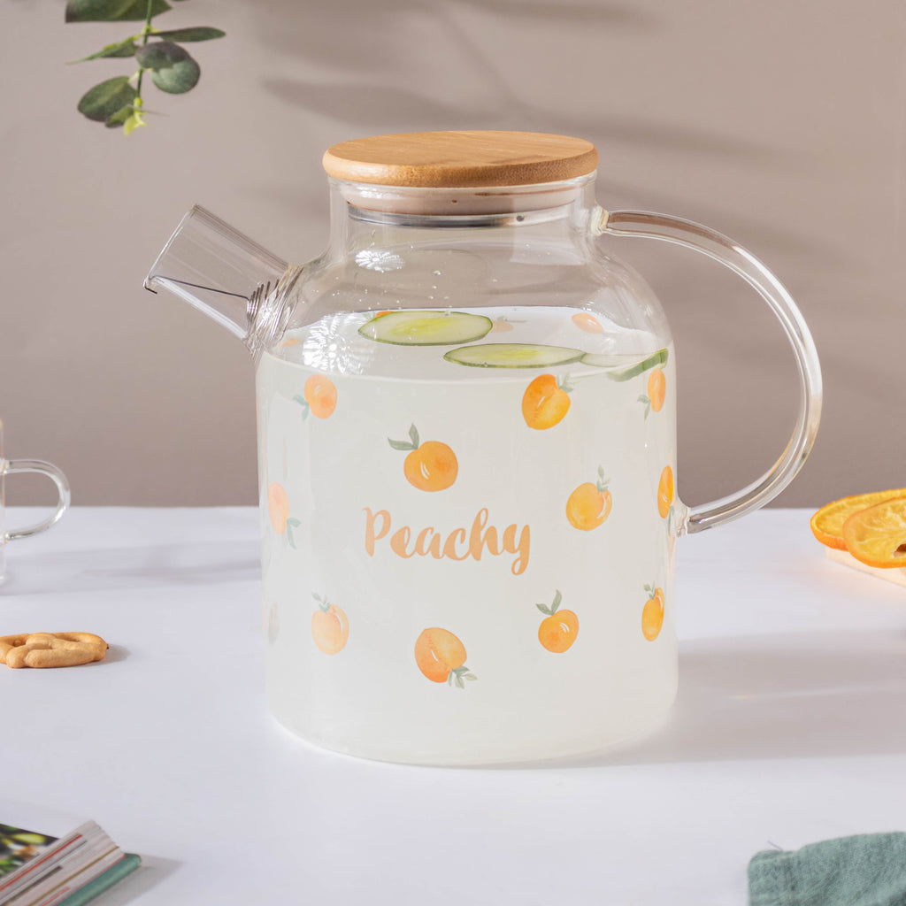 Peach Glass Teapot Large Orange Nestasia