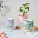 Modern Pink Ceramic Planter With Glass Stand Nestasia