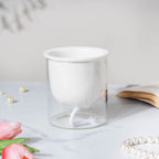 Modern Ivory Ceramic Planter With Glass Stand Nestasia