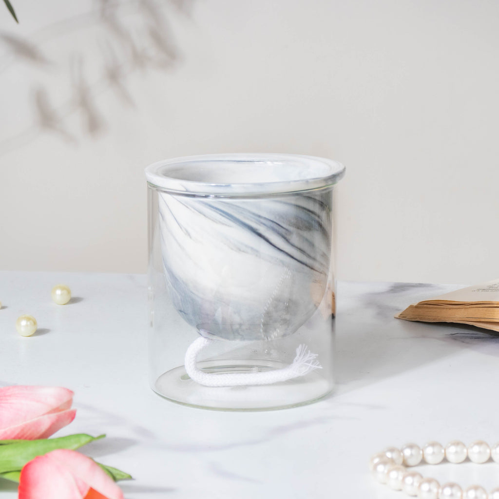 Modern Grey Ceramic Planter With Glass Stand Nestasia