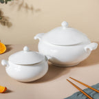 Serena Pearly White Serving Bowl With Lid Large 2.3 L Nestasia