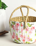 Round Seagrass Basket for Fruit Storage and Decorative Hamper