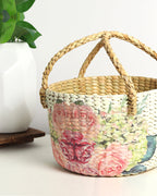 Round Seagrass Fruit Basket for Decorative Hamper and Home Storage