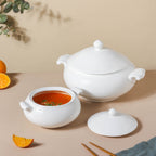 Serena Pearly White Serving Bowl With Lid Large 2.3 L Nestasia