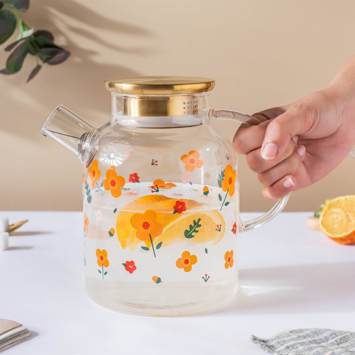 Florid Glass Teapot Large Nestasia