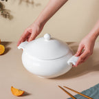 Serena Pearly White Serving Bowl With Lid Large 2.3 L Nestasia