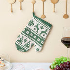Festive Christmas Oven Mitt And Mat Green Set Of 2 Nestasia