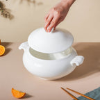 Serena Pearly White Serving Bowl With Lid Large 2.3 L Nestasia