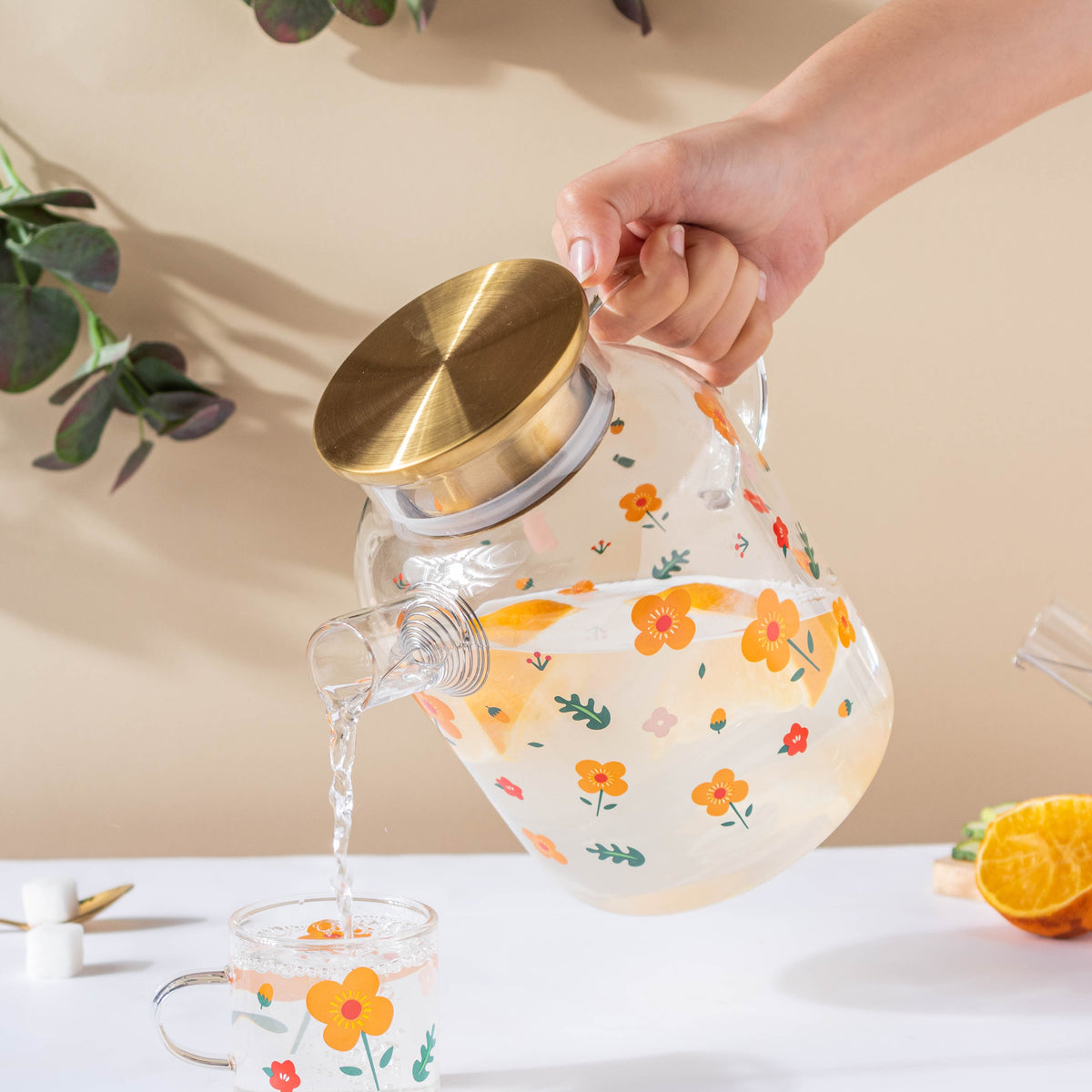 Florid Glass Teapot Large Nestasia