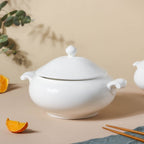 Serena Pearly White Serving Bowl With Lid Large 2.3 L Nestasia