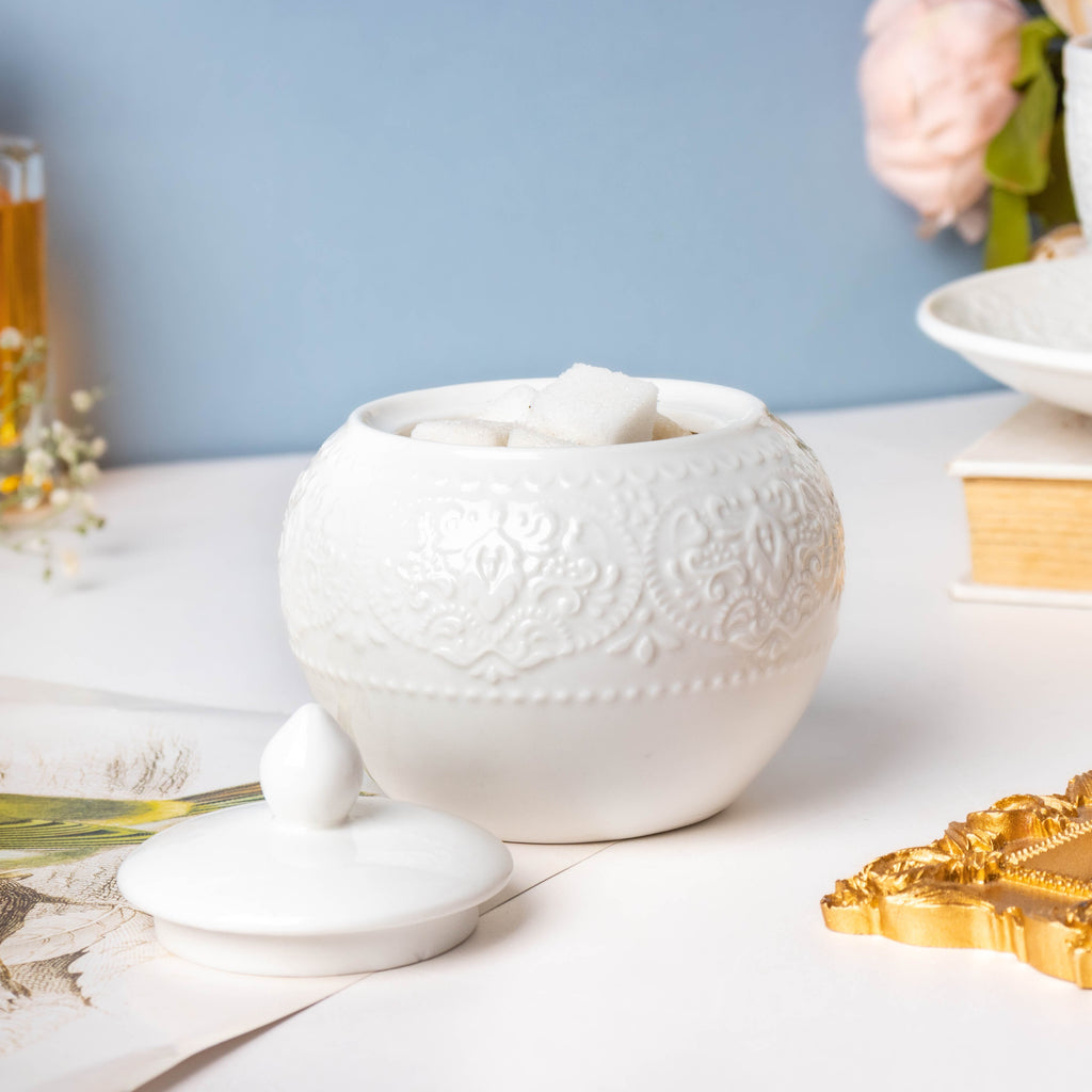 Serena White Truffle Floral Sugar Pot Small 200 ml Nestasia