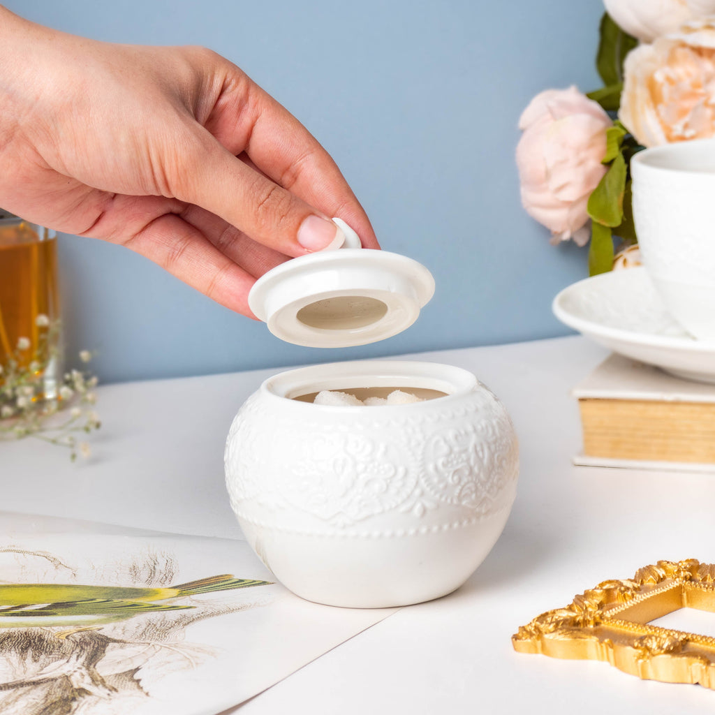 Serena White Truffle Floral Sugar Pot Small 200 ml Nestasia