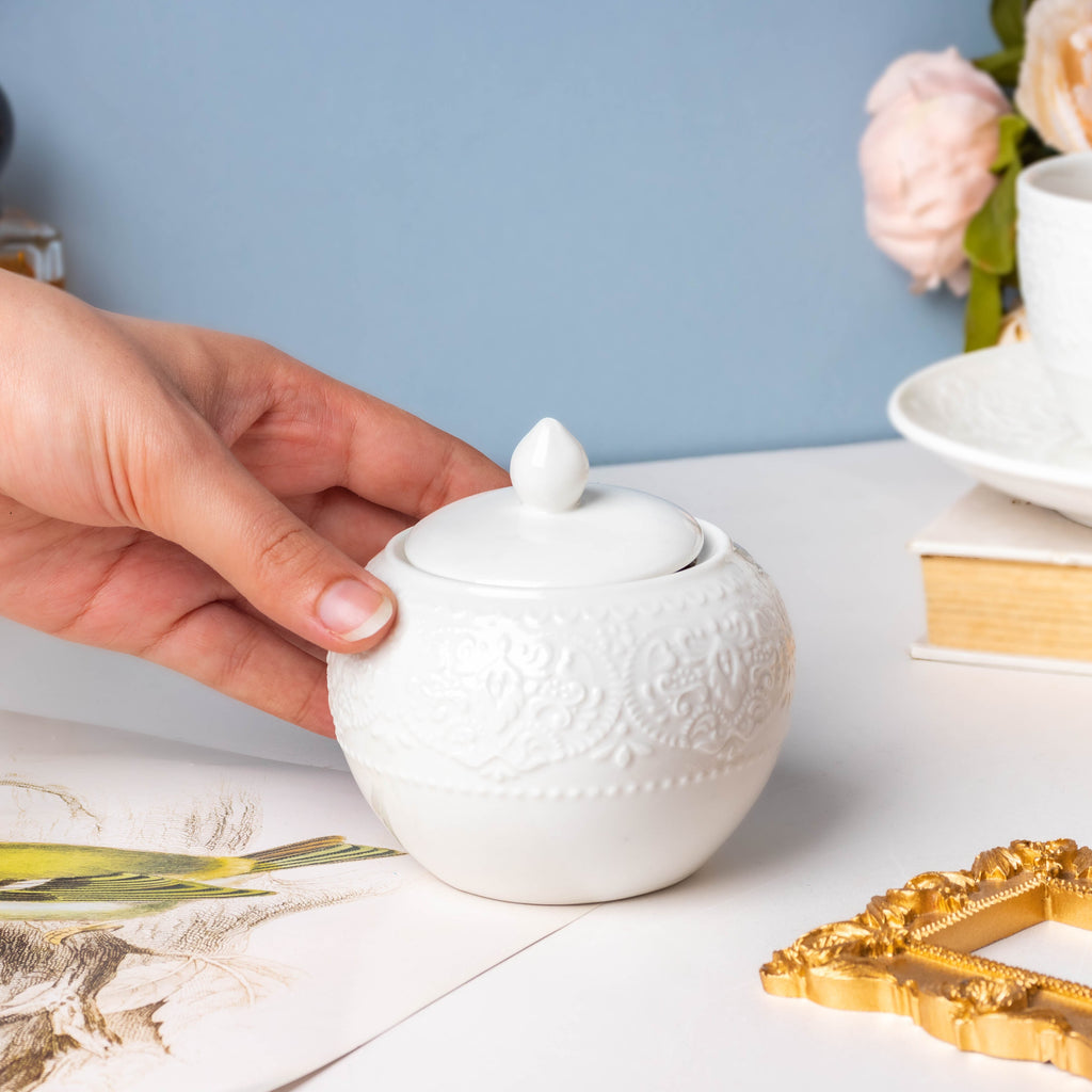 Serena White Truffle Floral Sugar Pot Small 200 ml Nestasia