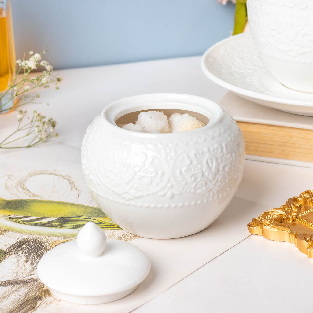 Serena White Truffle Floral Sugar Pot Small 200 ml Nestasia