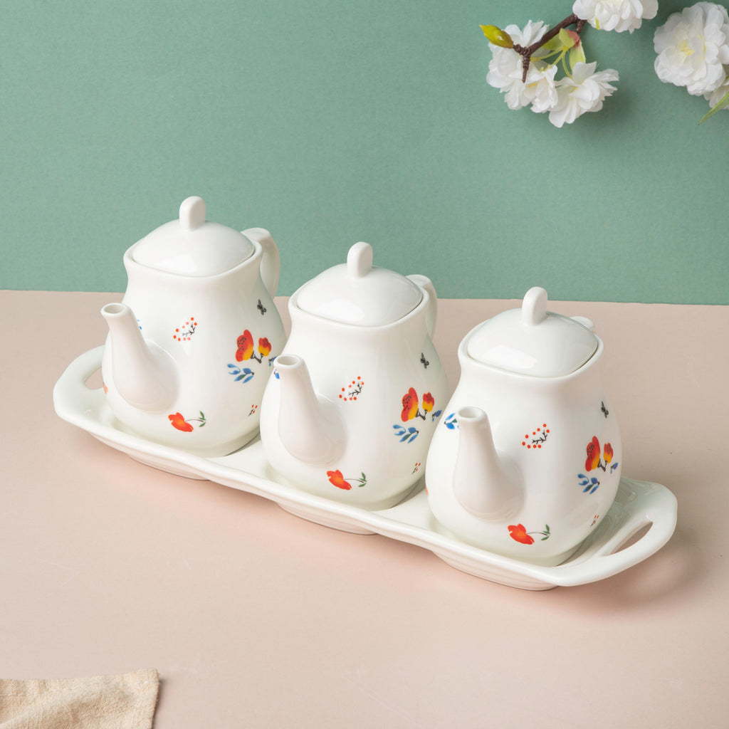 Floral Condiment Kettle Set Of 3 Nestasia