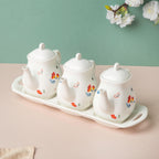 Floral Condiment Kettle Set Of 3 Nestasia