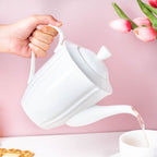 Serena White Truffle Elegant Ribbed Teapot 1300 ml Nestasia