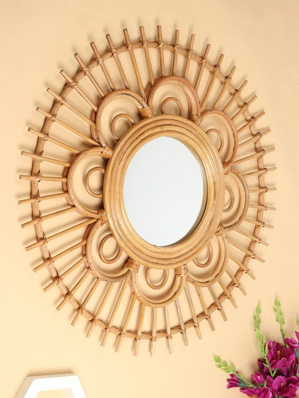 Decorative Handwoven Rattan Mirror for Modern and Minimalist Homes