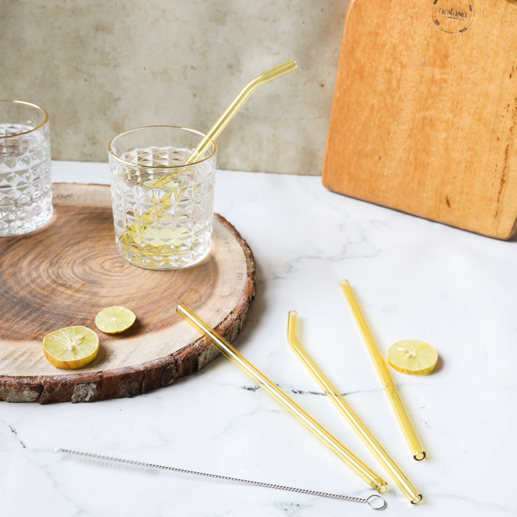 Glass Drinking Straw Set of 4 Nestasia