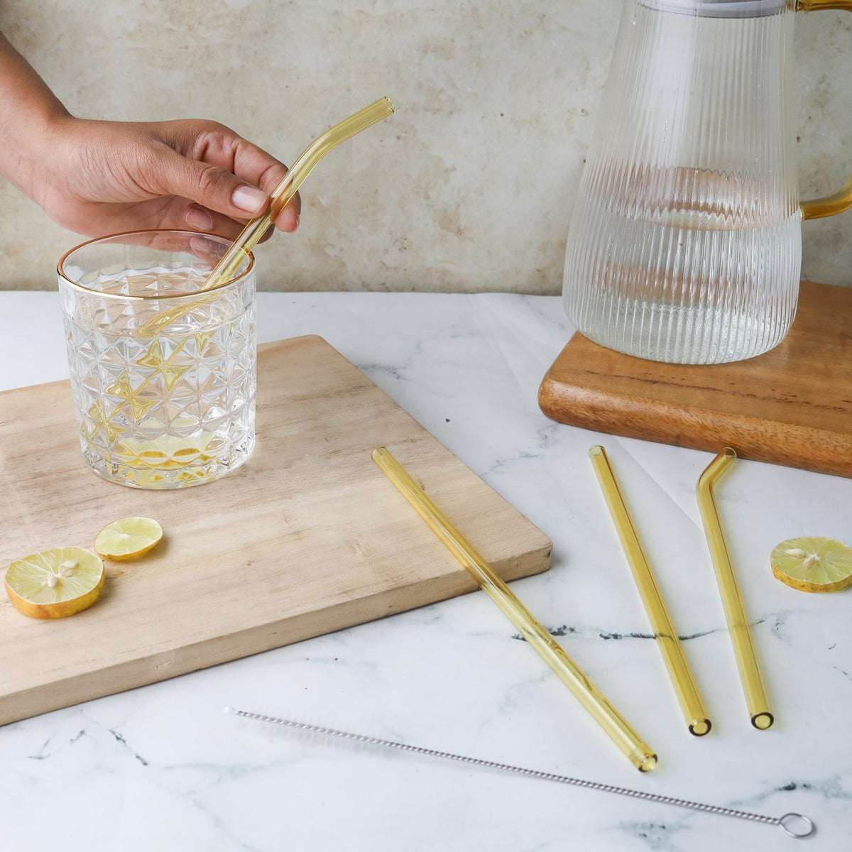 Glass Drinking Straw Set of 4 Nestasia