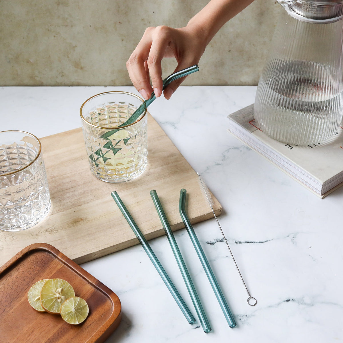 Glass Straw Set of 4 Nestasia
