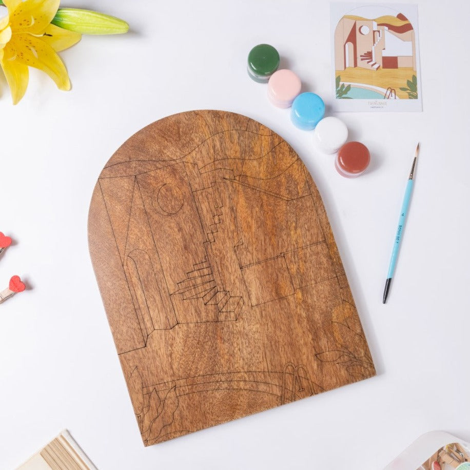 Modern Poolside Wooden DIY Paint Kit 13x10 Inch Nestasia
