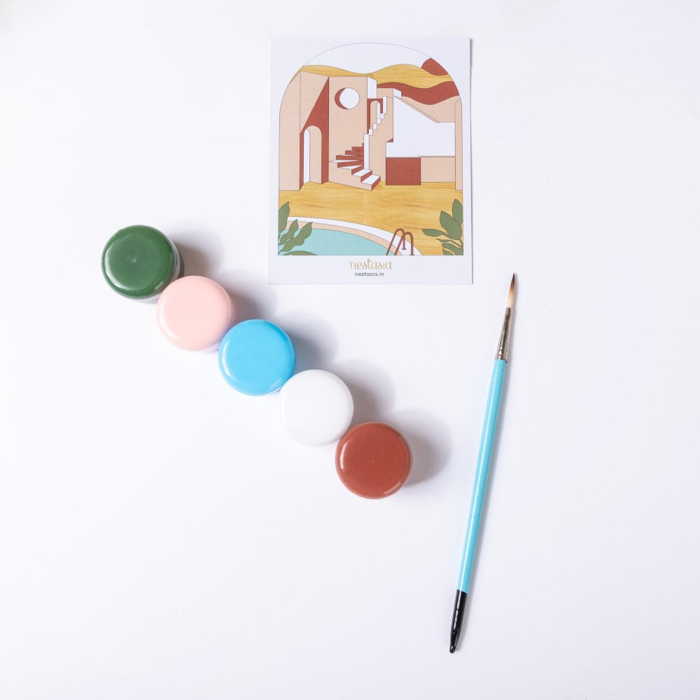 Modern Poolside Wooden DIY Paint Kit 13x10 Inch Nestasia