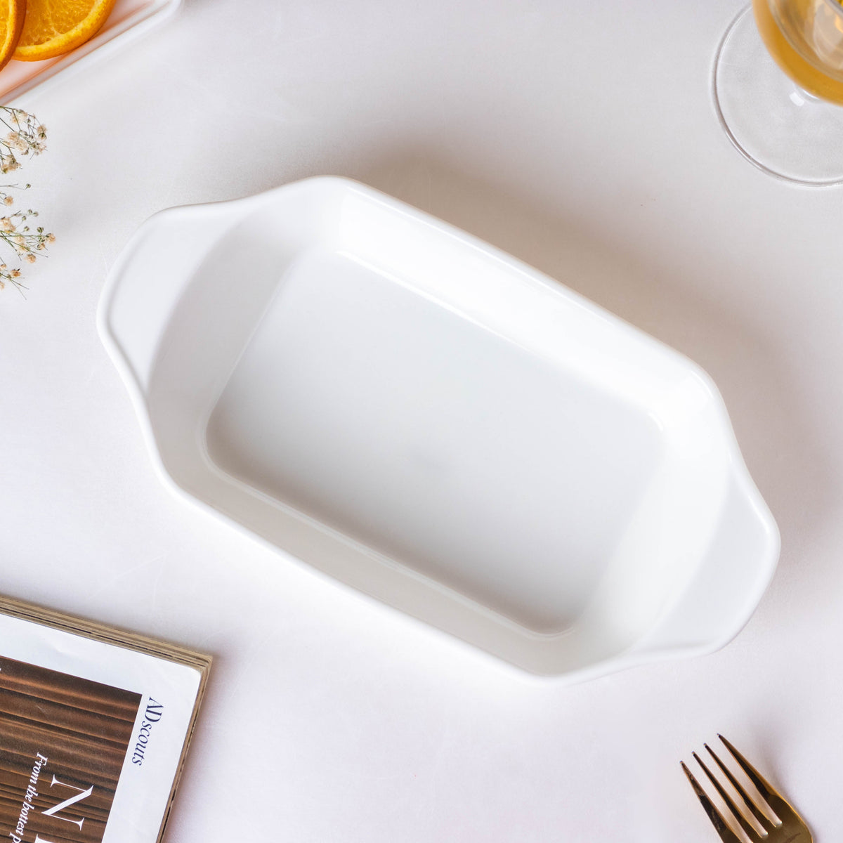 Serena Lily White Plate For Baking Nestasia