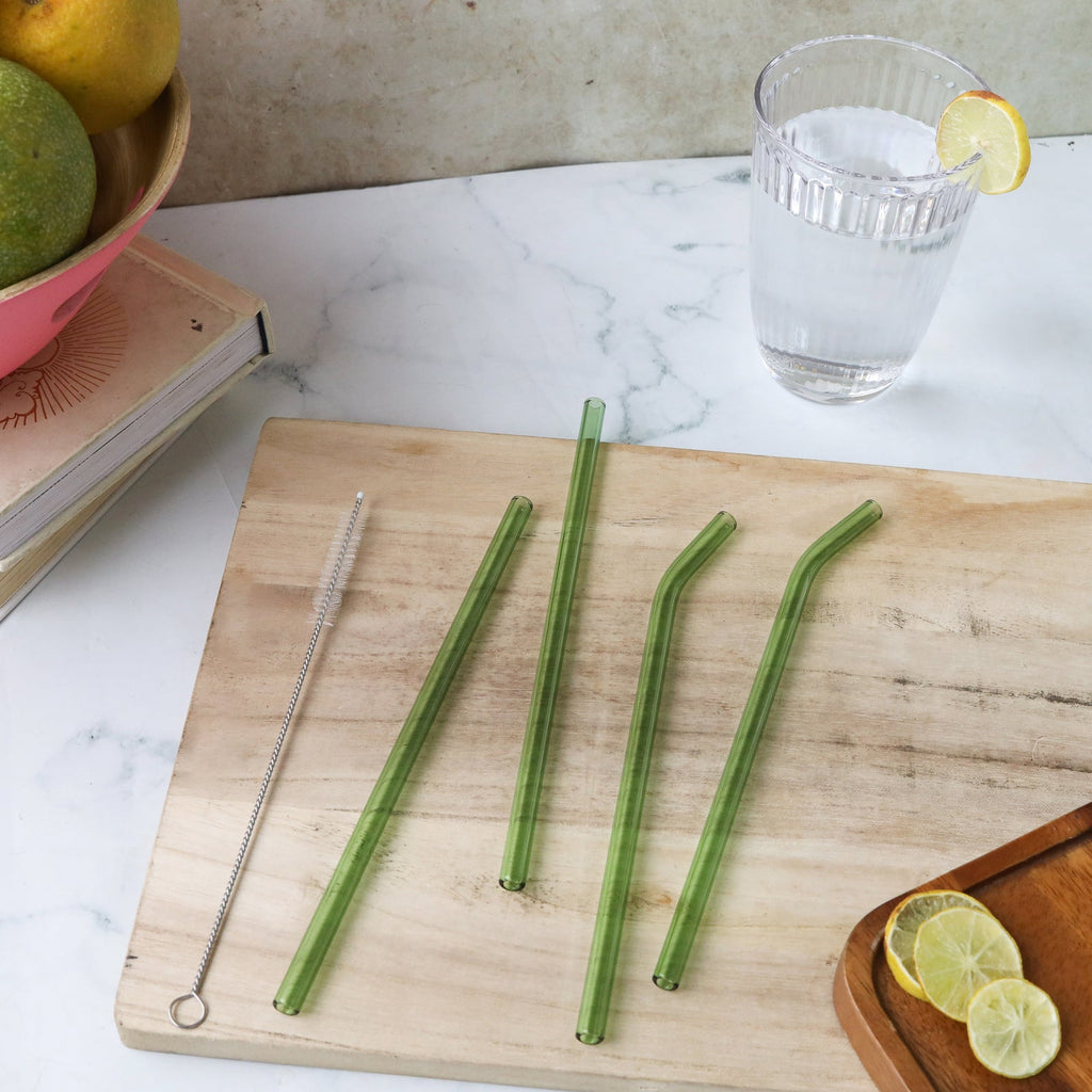Glass Drinking Straw Set of 4 Nestasia