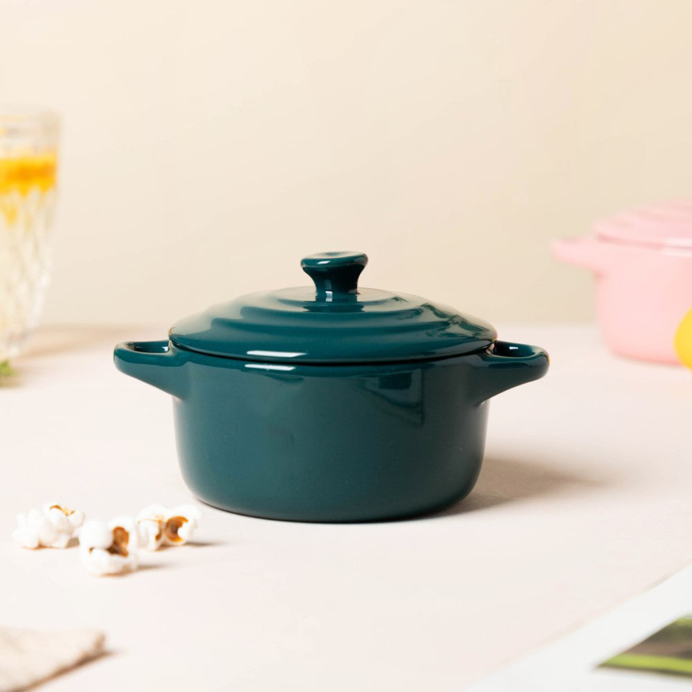 Mini Bowl With Lid And Handle Green 220ml Nestasia