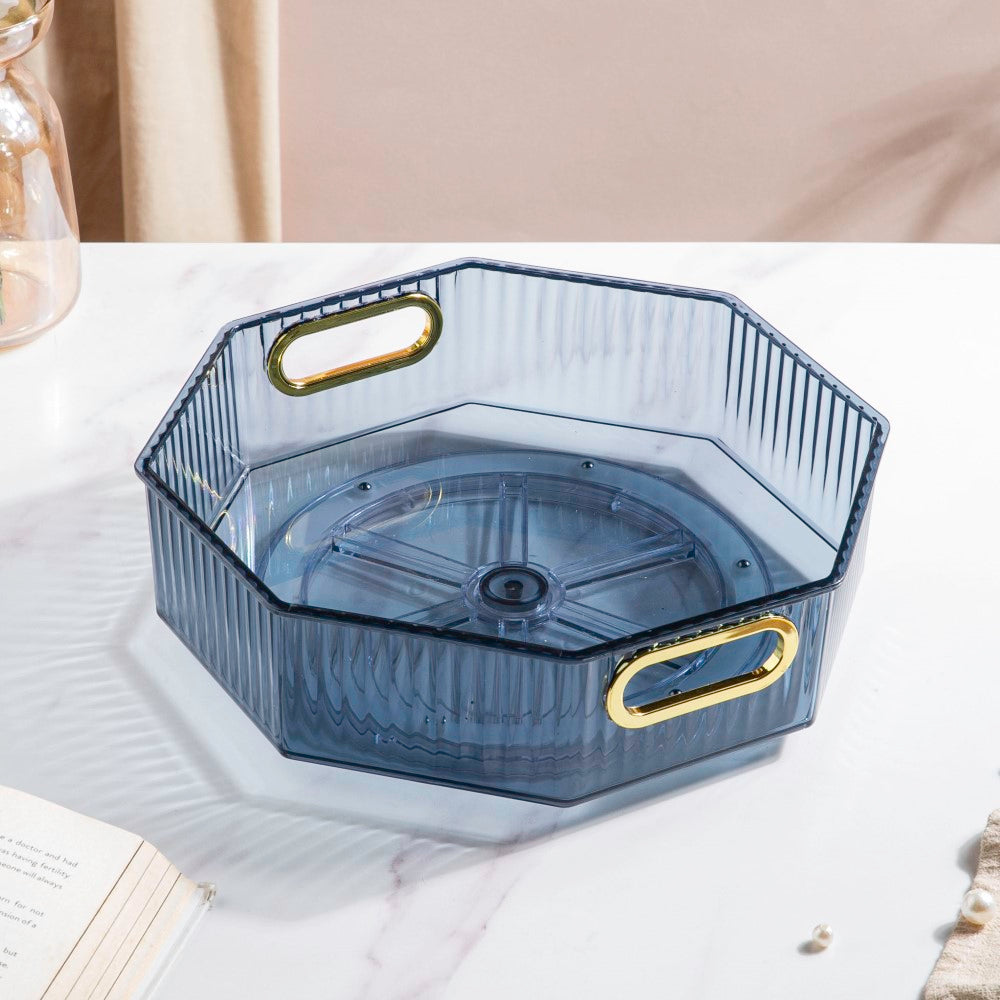 Serafina Octagon Rotating Tray Blue 10 Inch Nestasia
