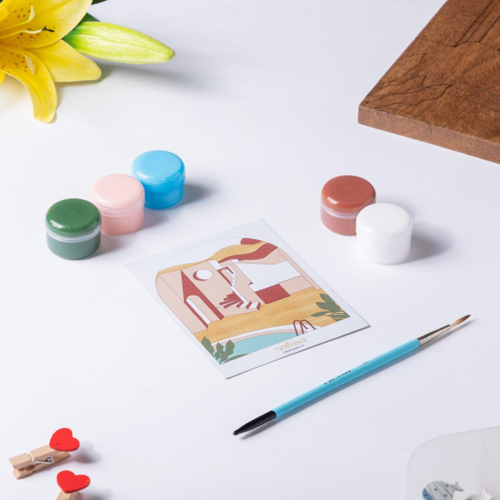Modern Poolside Wooden DIY Paint Kit 13x10 Inch Nestasia