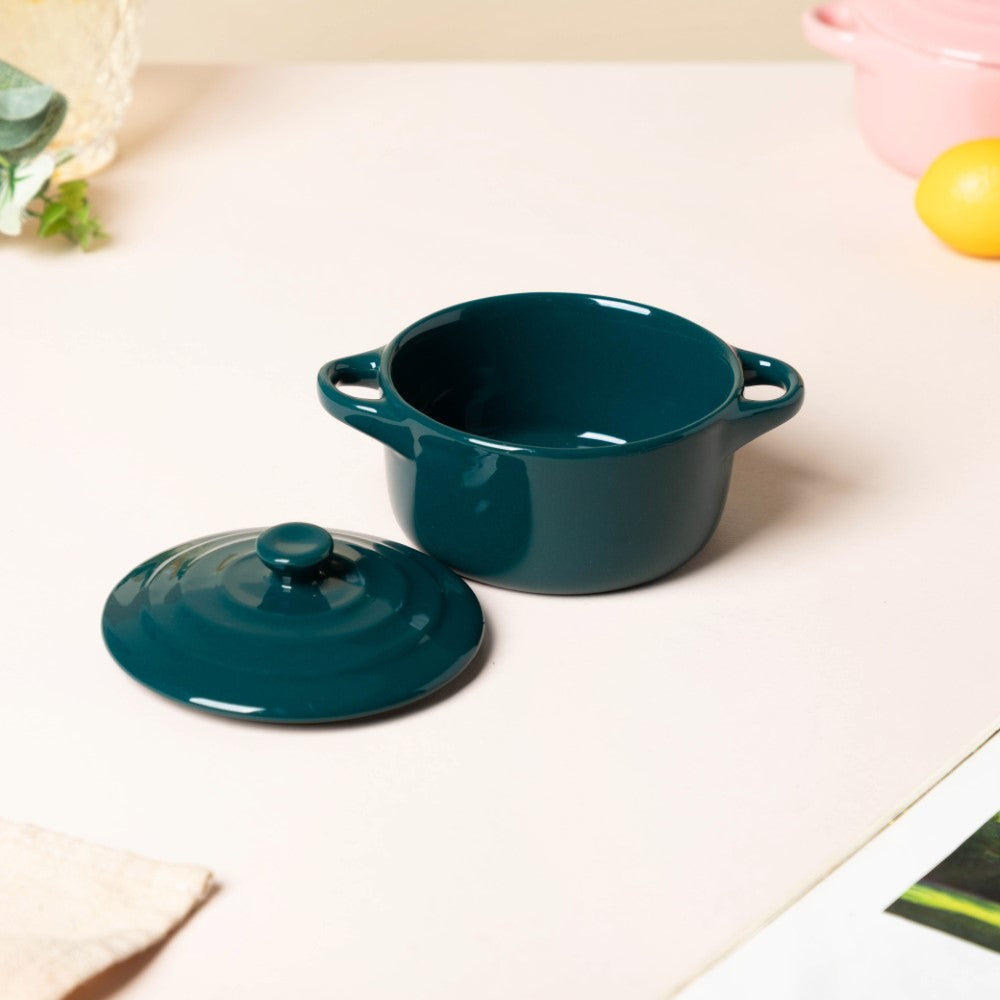 Mini Bowl With Lid And Handle Green 220ml Nestasia