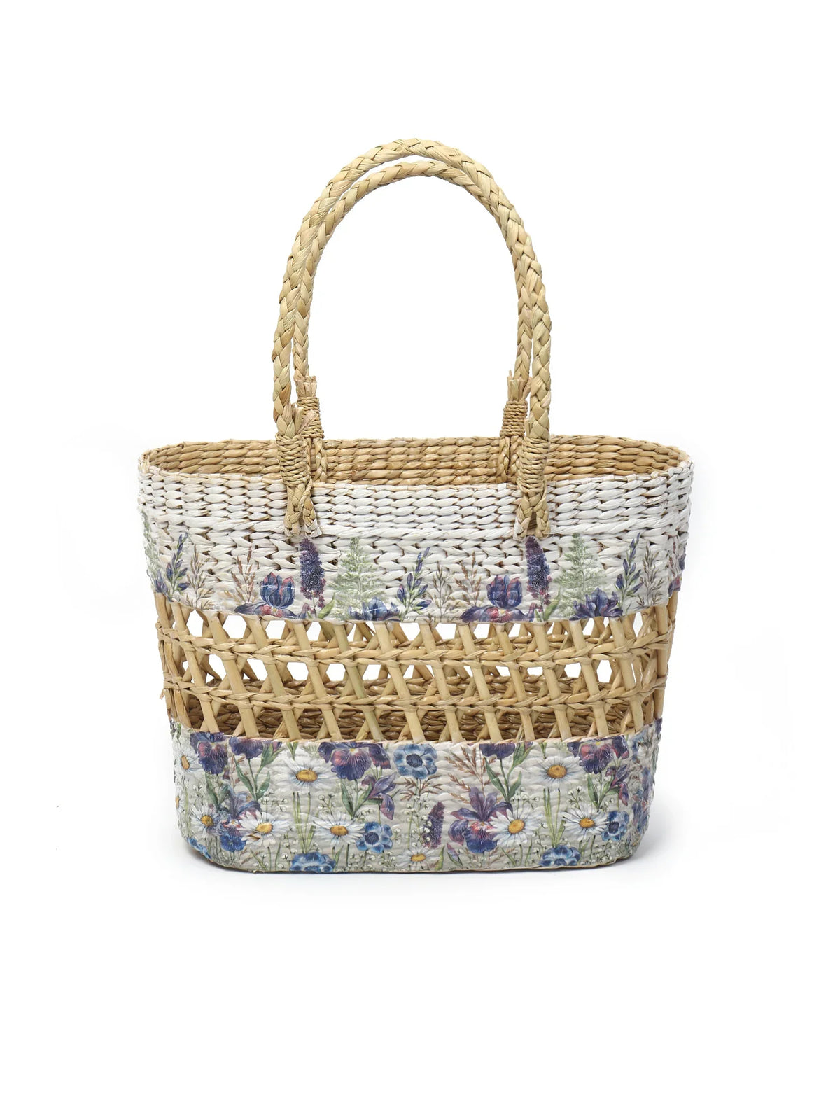Handwoven Seagrass Tote for Shopping, Picnic & Office Storage