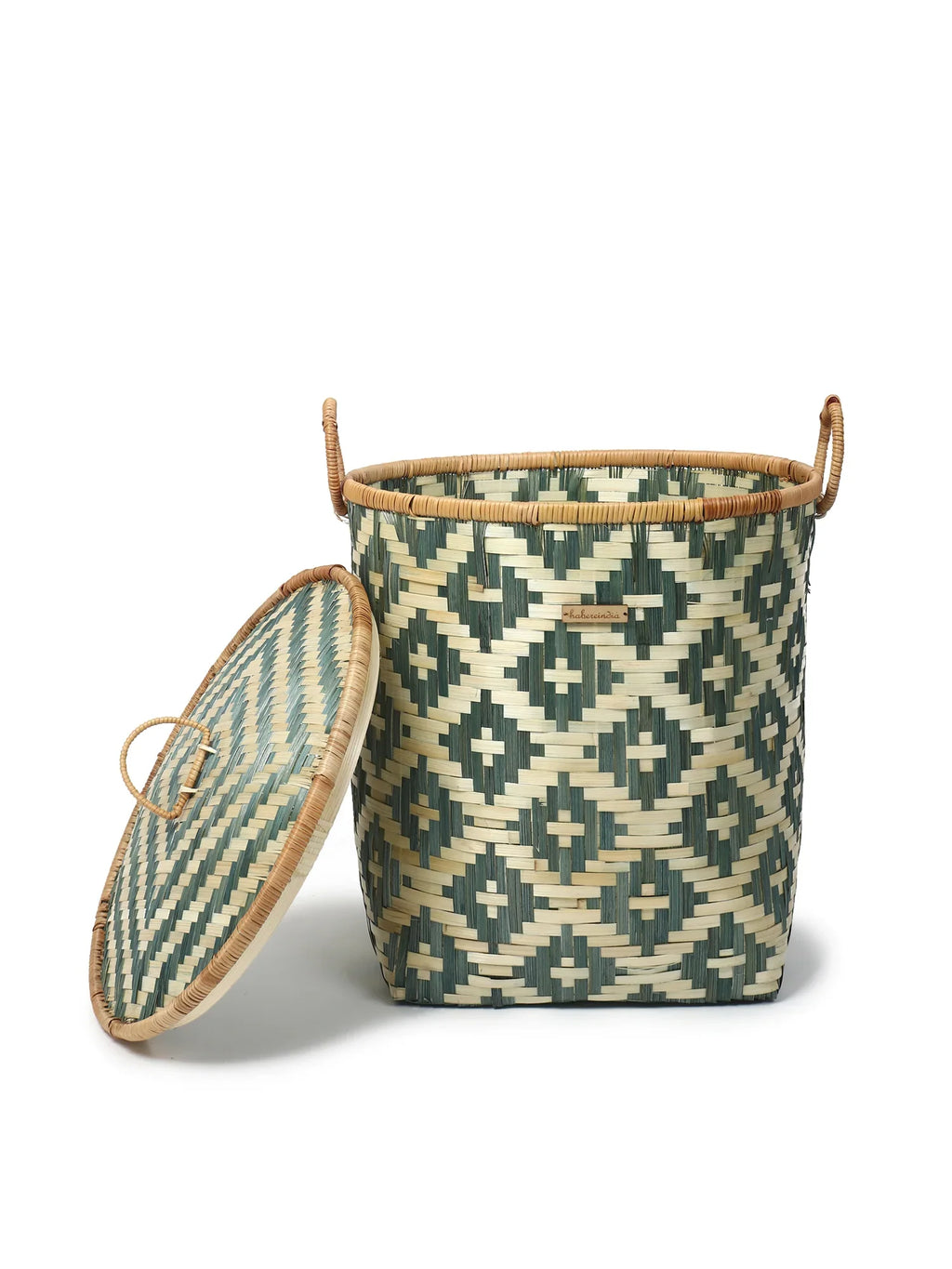 Natural Bamboo Storage Basket with Lid for Bathroom, Bedroom, and Laundry Use
