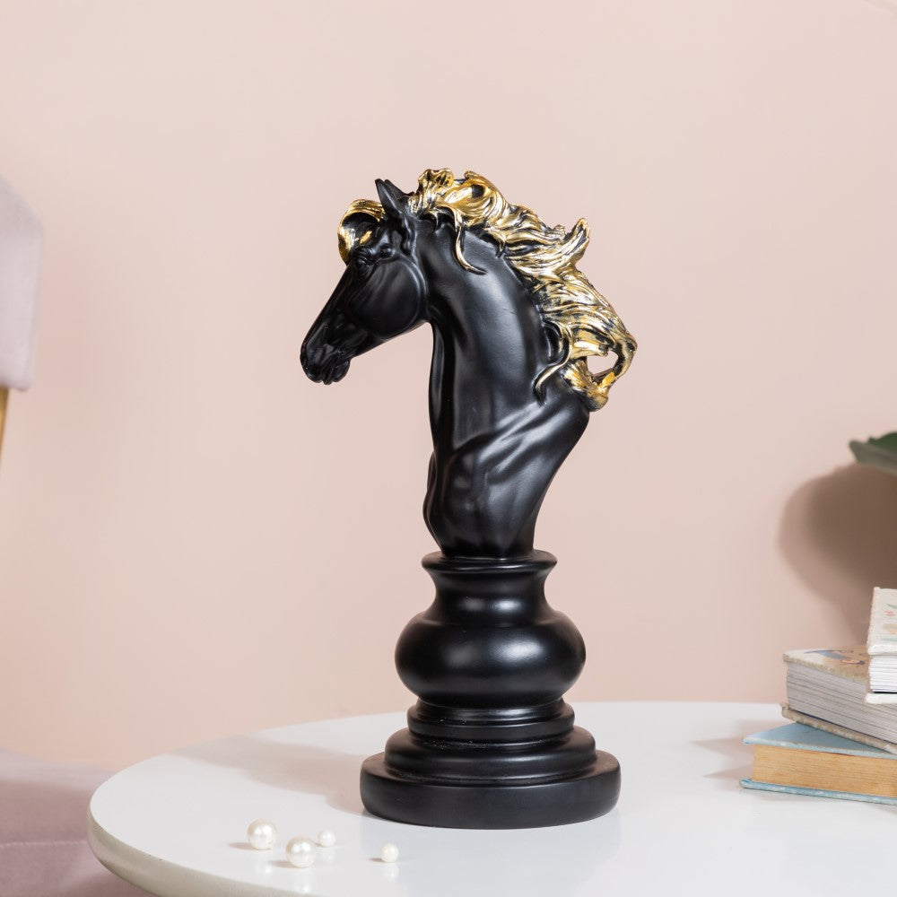 Knight Horse Chess Piece Decor Black 10 Inch Nestasia