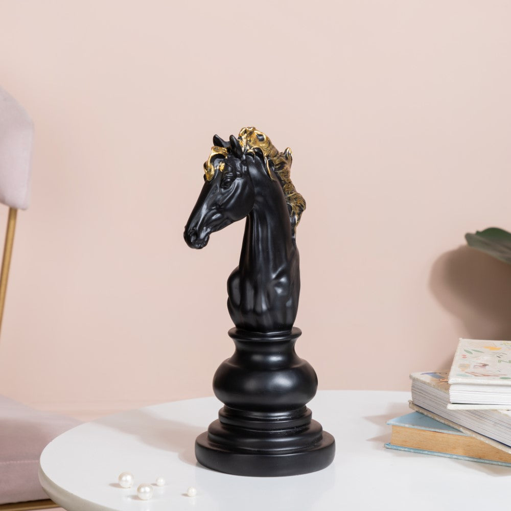Knight Horse Chess Piece Decor Black 10 Inch Nestasia