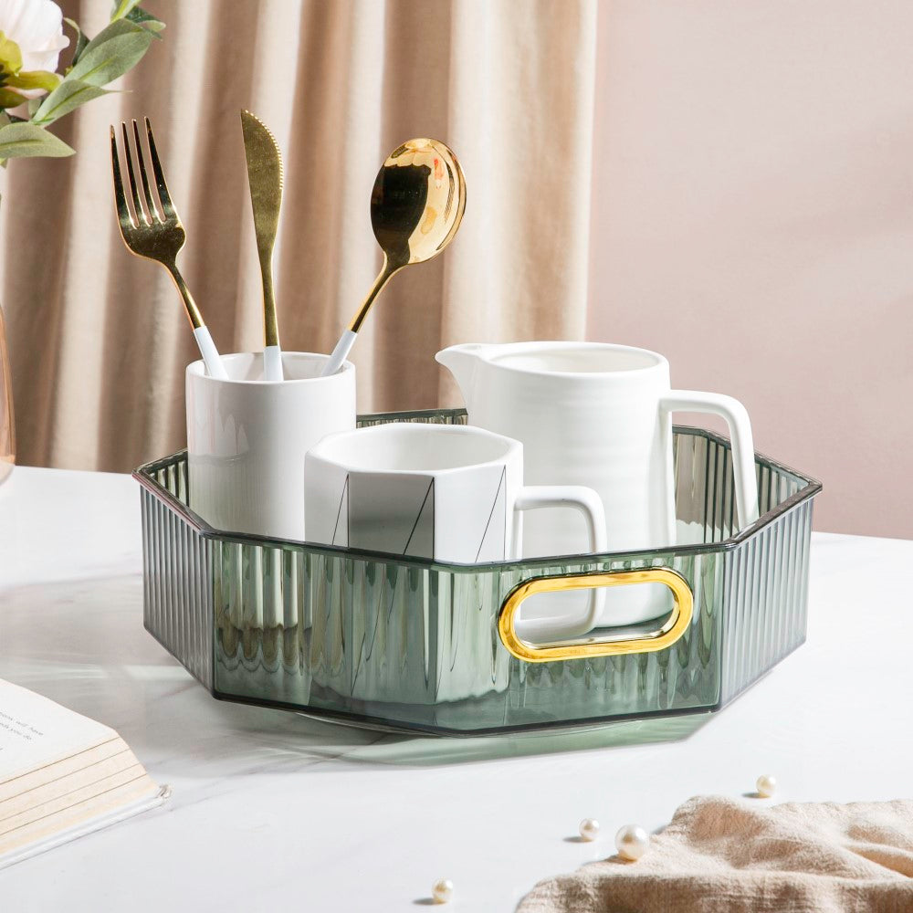 Serafina Octagon Rotating Tray Green 10 Inch Nestasia