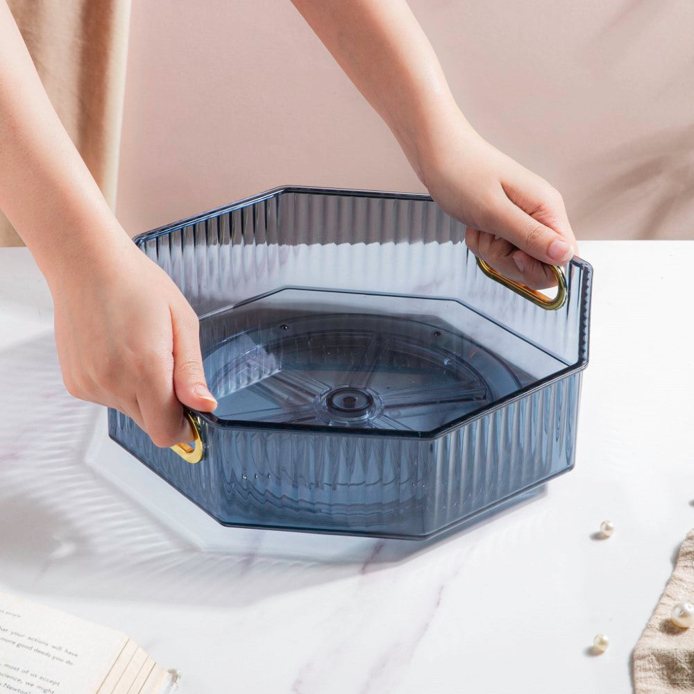 Serafina Octagon Rotating Tray Blue 10 Inch Nestasia