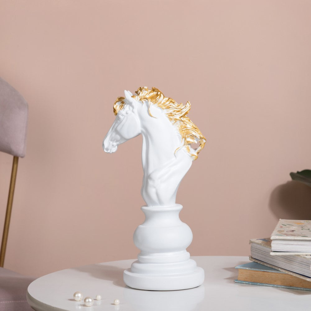 Knight Horse Chess Piece Decor White 10 Inch Nestasia
