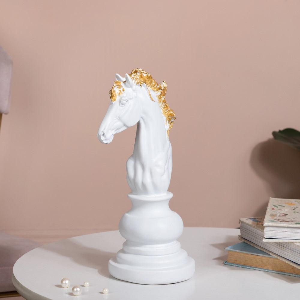 Knight Horse Chess Piece Decor White 10 Inch Nestasia